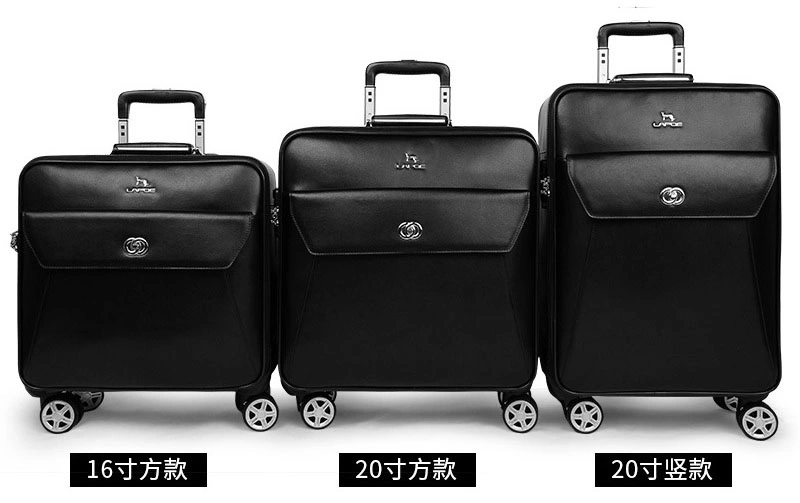 Genuine Top Layer Leather 16&quot;20&quot; Inch Built-in Trolley Wheeled Luggage Business Travel Boarding Luggage Bag Suitcase Case (CY5905)