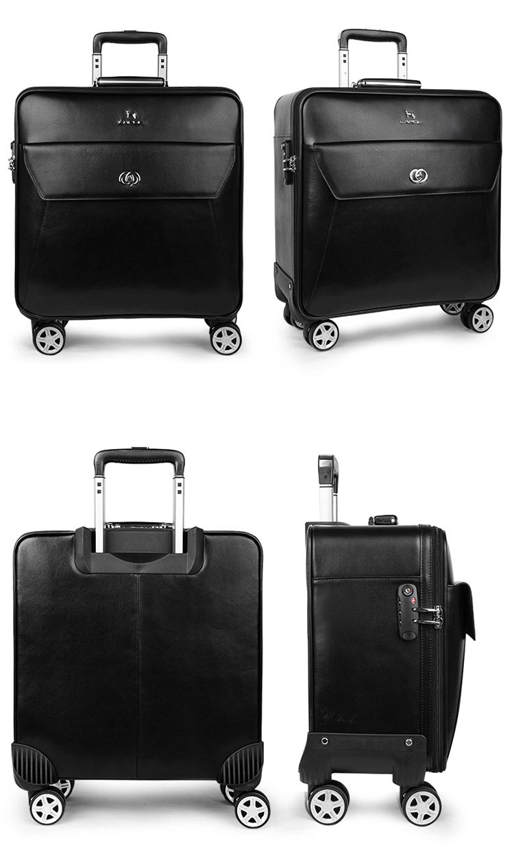 Genuine Top Layer Leather 16&quot;20&quot; Inch Built-in Trolley Wheeled Luggage Business Travel Boarding Luggage Bag Suitcase Case (CY5905)