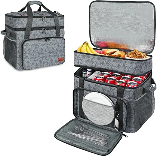 Cooler Bag, 60 Cans Large Insulated Lunch Cooler Bag Lightweight Lunch Box for Women Men, Foldable Double Layer Waterproof &amp; Leakproof Beach Cooler with Beer