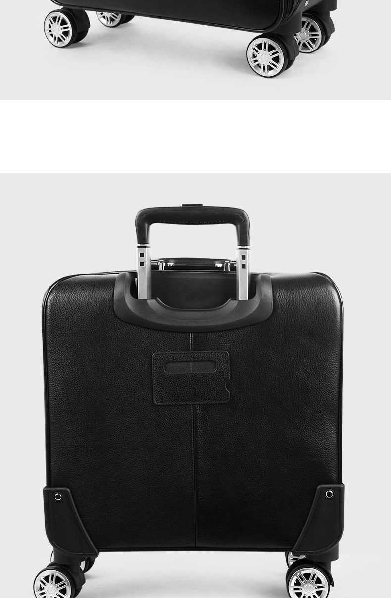 16&quot; 20&quot; Inch Genuine Top Layer Leather Built-in Wheels Trolley Luggage Business Travel Boarding Suitcase Bag Case (CY6855)