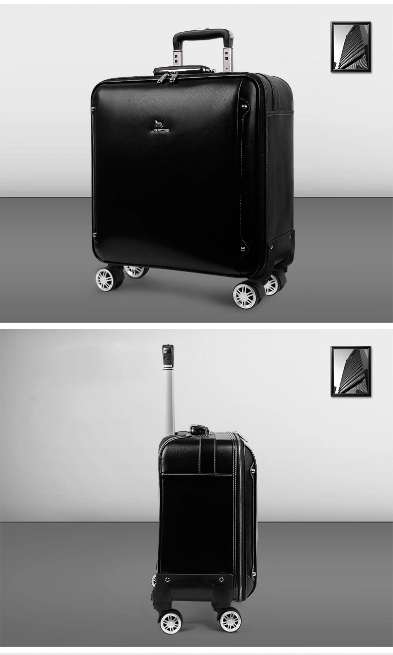 Genuine Top Layer Leather 16&quot; 20&quot; Inch Built-in Wheels Trolley Business Travel School Luggage Boarding Suitcase Bag Case (CY3333)