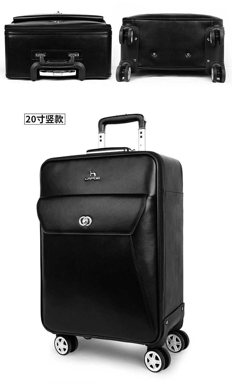 Genuine Top Layer Leather 16&quot;20&quot; Inch Built-in Trolley Wheeled Luggage Business Travel Boarding Luggage Bag Suitcase Case (CY5905)