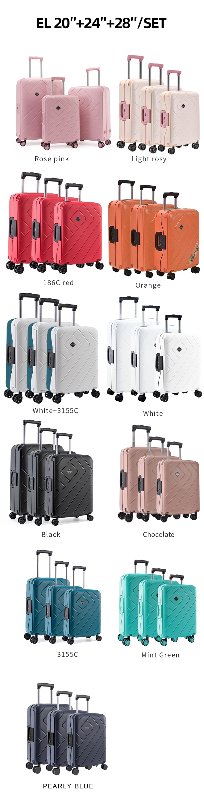 Luggage &amp; Travel Bags Hot Sell Light Weight Coded Lock Fashion Light Eco-Friendly PP Case