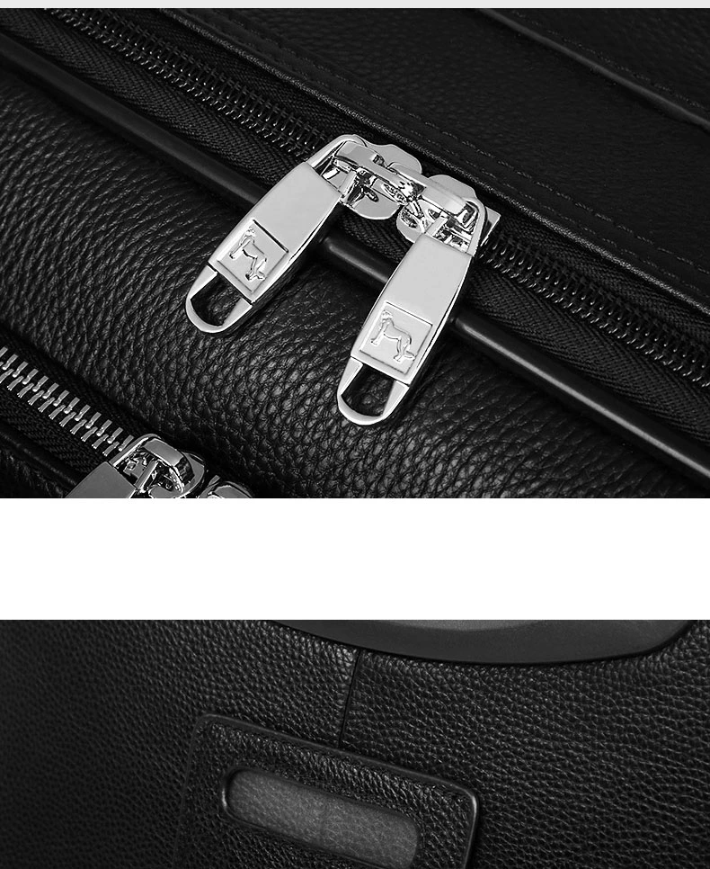 16&quot; 20&quot; Inch Genuine Top Layer Leather Built-in Wheels Trolley Luggage Business Travel Boarding Suitcase Bag Case (CY6855)