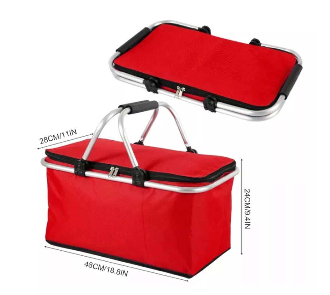 Foldable Picnic Tote Picnic Cooler Basket Custom Insulated Collapsible Cheap Kids Picnic Baskets