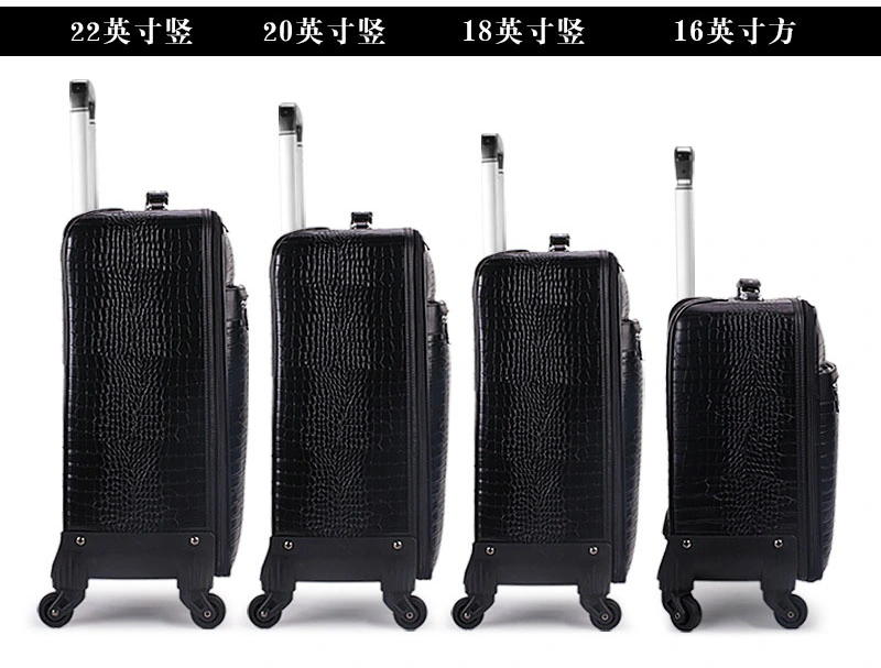 PVC PU Leather Wheeled Trolley Luggage Business Travel Suitcase Bag Case (CY6916)